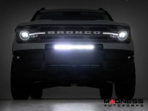 Ford Bronco Sport Front Bumper Light Bar Mount w/ 20" Single Row Black Series LED w/ White DRL